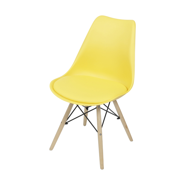 Eames Estofada com Base de Madeira